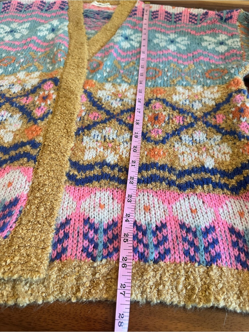 NATURAL LIFE Cozy Boho Colorful Fair Isle Anthro vibes Open Knit Cardigan S/M - Picture 8 of 8